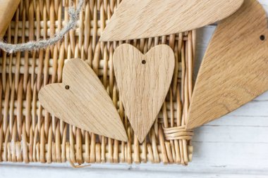 Birkaç ahşap Kalpler