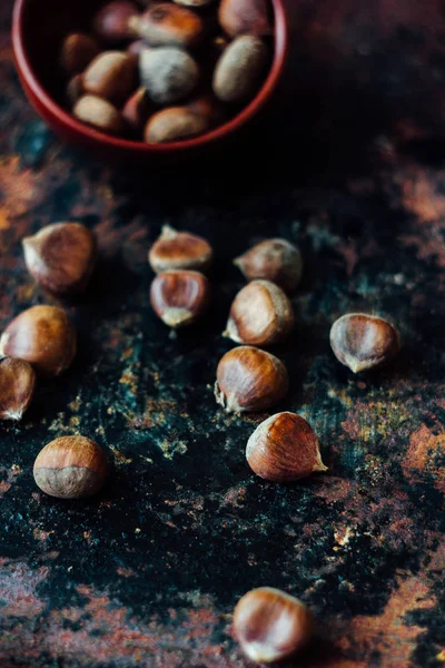 Colpo piatto di castagne . — Foto Stock