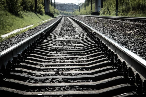 Raiway road, rails going ahead. — Stock Photo, Image