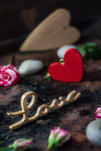 Любовні Листи Сільському Фон Святкування Дня Святого Валентина — стокове фото
