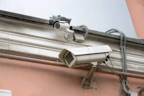 Câmera Segurança Cctv Parede Fora — Fotografia de Stock