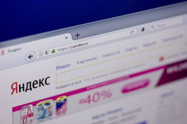 Ryazan, Rusya Federasyonu - 01 Mart 2018 - ön sayfa popüler Rusya arama motoru Yandex, web adresi - yandex.ru.