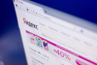 Ryazan, Rusya Federasyonu - 01 Mart 2018 - ön sayfa popüler Rusya arama motoru Yandex, web adresi - yandex.ru.