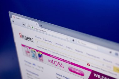 Ryazan, Rusya Federasyonu - 01 Mart 2018 - ön sayfa popüler Rusya arama motoru Yandex, web adresi - yandex.ru.