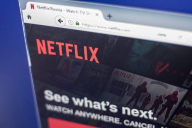 Ryazan, Rusya Federasyonu - 01 Mart 2018 - ön sayfa Netflix Web sitesi Pc ekranda