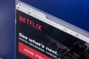Ryazan, Rusya Federasyonu - 01 Mart 2018 - ön sayfa Netflix Web sitesi Pc ekranda