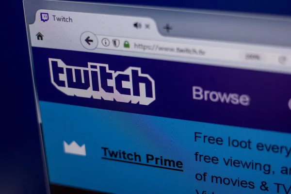 Ryazan Federacja Rosyjska Marca 2018 Homepage Twitch Usługi Ekranie Komputera — Zdjęcie stockowe