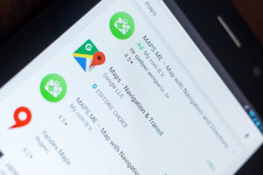 Ryazan, Rusya Federasyonu - 21 Mart 2018 - Google Haritalar simgesini mobil uygulamalar listesi