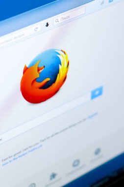 Ryazan, Rusya Federasyonu - 28 Mart 2018 - Logo Mozilla Firefox tarayıcı Pc ekranda.