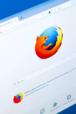 Ryazan, Rusya Federasyonu - 28 Mart 2018 - Logo Mozilla Firefox tarayıcı Pc ekranda.