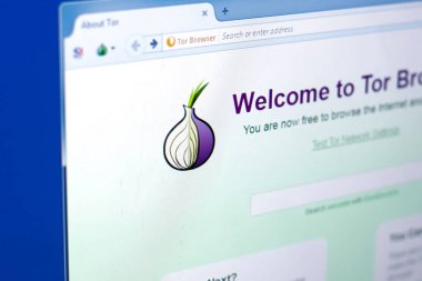 Ryazan, Rusya Federasyonu - 28 Mart 2018 - Tor tarayıcı soğan şeklinde logosu ile Pc ekranda