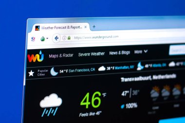 Ryazan, Rusya Federasyonu - 28 Mart 2018 - Pc, web adresi, bir ekranda durumu ana web sitesi - wunderground.com