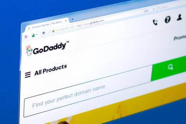 Ryazan, Rusya Federasyonu - 28 Mart 2018 - Pc, web adresi, bir ekranda ana Godaddy etki alanları satıcı - godaddy.com