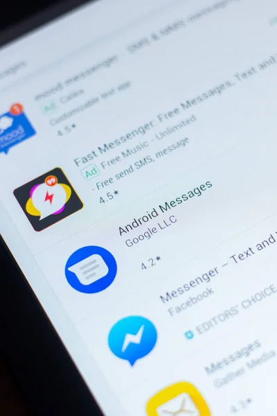 Ryazan Rusia Marzo 2018 Icono Mensajes Android Una Lista Aplicaciones —  Fotos de Stock