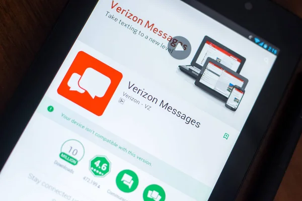 Рязань Россия Марта 2018 Приложение Verizon Messages Дисплее Планшетного — стоковое фото