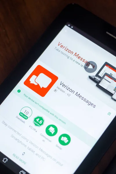 Рязань Россия Марта 2018 Приложение Verizon Messages Дисплее Планшетного — стоковое фото