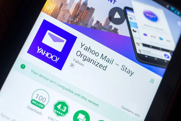 Ryazan Rusya Federasyonu Mart 2018 Yahoo Mail Uygulamasını Tablet Bir — Stok fotoğraf