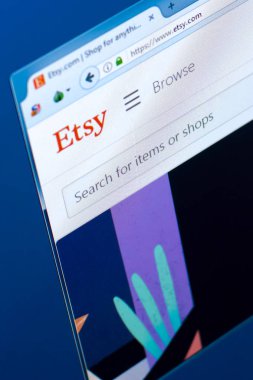 Ryazan, Rusya Federasyonu - 28 Mart 2018 - Pc, web adresini görüntüleme Etsy ana pazarı - etsy.com