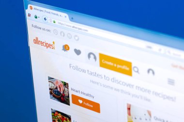 Ryazan, Rusya Federasyonu - 28 Mart 2018 - ana sayfasını Allrecipes ekrandaki PC, web adresi - allrecipes.com