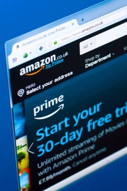 Ryazan, Rusya Federasyonu - 28 Mart 2018 - ana İngiltere Amazon hizmet Pc, web adresi - ekranda amazon.co.uk