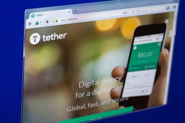Ryazan, Rusya Federasyonu - 29 Mart 2018 - Pc ekranda, web adresi urgan ana cryptocurrency - tether.to