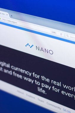 Ryazan, Rusya Federasyonu - 29 Mart 2018 - Pc, web adresi, ekranda Nano ana cryptocurrency - nano.org