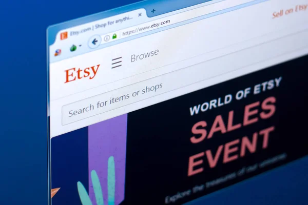 Ryazan, Rusya Federasyonu - 28 Mart 2018 - Pc, web adresini görüntüleme Etsy ana pazarı - etsy.com