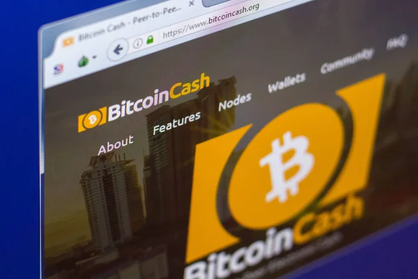 Ryazan Russia March 2018 Homepage Bitcoin Cash Cryptocurrency Bch Bitcoincash — Stock Photo, Image