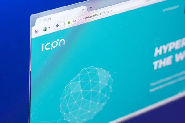 러시아 2018 주소에 홈페이지의 아이콘 Cryptocurrency Icon Foundation — 스톡 사진