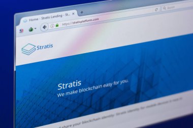 Ryazan, Rusya Federasyonu - 29 Mart 2018 - ana Stratis Kripto para üstünde Pc göstermek, web adresi - stratisplatform.com