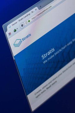 Ryazan, Rusya Federasyonu - 29 Mart 2018 - ana Stratis Kripto para üstünde Pc göstermek, web adresi - stratisplatform.com