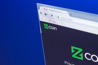 Ryazan, Rusya Federasyonu - 29 Mart 2018 - Zcoin ana Kripto para birimi, web adresi - zcoin.io