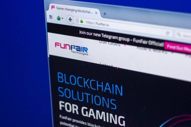 Ryazan, Rusya Federasyonu - 29 Mart 2018 - lunapark Homepage Kripto para üstünde belgili tanımlık Pc göstermek, web adresi - funfair.io
