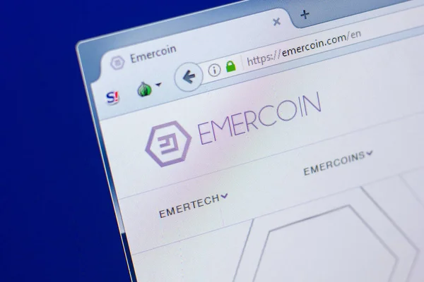 Рязань Россия Марта 2018 Года Главная Страница Emercoin Crypto Currency — стоковое фото