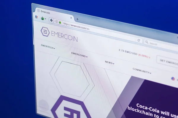 Рязань Россия Марта 2018 Года Главная Страница Emercoin Crypto Currency — стоковое фото