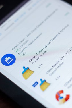 Ryazan, Rusya Federasyonu - 21 Mart 2018 - temiz Master simgesinde mobil uygulamalar listesi