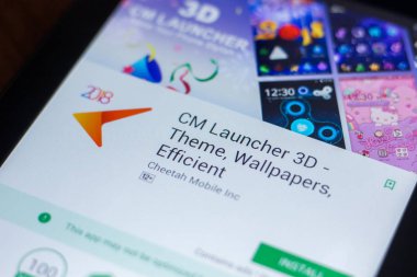 Ryazan, Rusya Federasyonu - 21 Mart 2018 - Cm Launcher 3d hareket eden app Tablet Pc ekranda