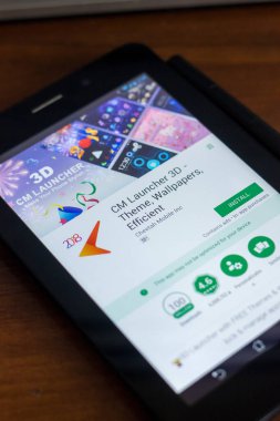 Ryazan, Rusya Federasyonu - 21 Mart 2018 - Cm Launcher 3d hareket eden app Tablet Pc ekranda