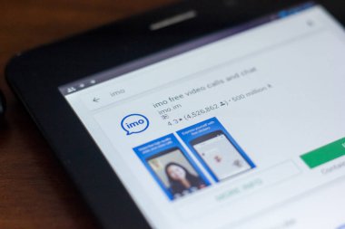 Ryazan, Rusya Federasyonu - 21 Mart 2018 - IMO simgesi mobil uygulamalar listesi