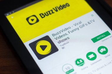 Ryazan, Rusya Federasyonu - 21 Mart 2018 - Buzz Video mobil uygulaması Tablet Pc ekranda