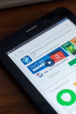 Ryazan, Rusya Federasyonu - 21 Mart 2018 - Dfndr güvenlik simgesi mobil uygulamalar listesi