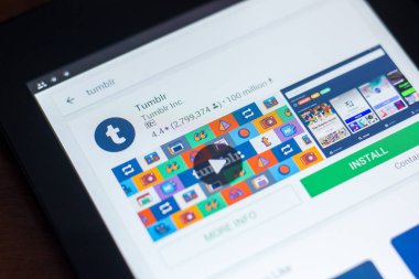 Ryazan, Rusya Federasyonu - 21 Mart 2018 - Tumblr simgesi mobil uygulamalar listesi