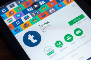 Ryazan, Rusya Federasyonu - 21 Mart 2018 - Tumblr app Tablet Pc ekranda