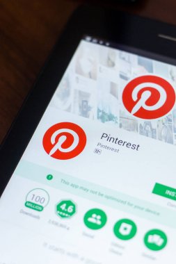 Ryazan, Rusya Federasyonu - 21 Mart 2018 - Pinterest mobil uygulaması Tablet Pc ekranda