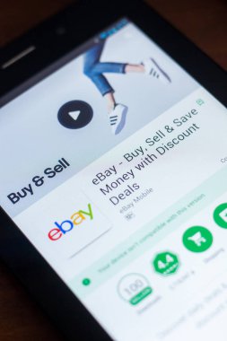 Ryazan, Rusya Federasyonu - 21 Mart 2018 - Ebay mobil uygulaması Tablet Pc ekranda