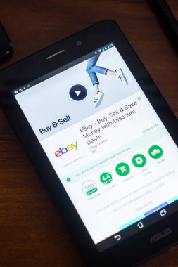Ryazan, Rusya Federasyonu - 21 Mart 2018 - Ebay mobil uygulaması Tablet Pc ekranda