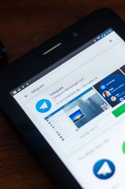 Ryazan, Rusya Federasyonu - 21 Mart 2018 - telgraf Messenger simgesini mobil uygulamalar listesi.
