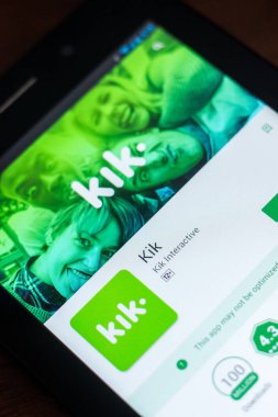 Ryazan, Rusya Federasyonu - 21 Mart 2018 - KIK mobil uygulaması Tablet Pc ekranda.