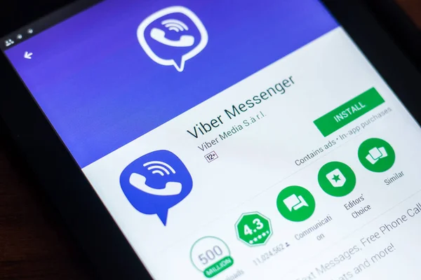 Рязань Россия Марта 2018 Мобильное Приложение Viber Messenger Дисплее Планшетного — стоковое фото