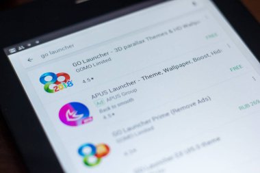 Ryazan, Rusya Federasyonu - 21 Mart 2018 - Go Launcher simgesi mobil uygulamalar listesi